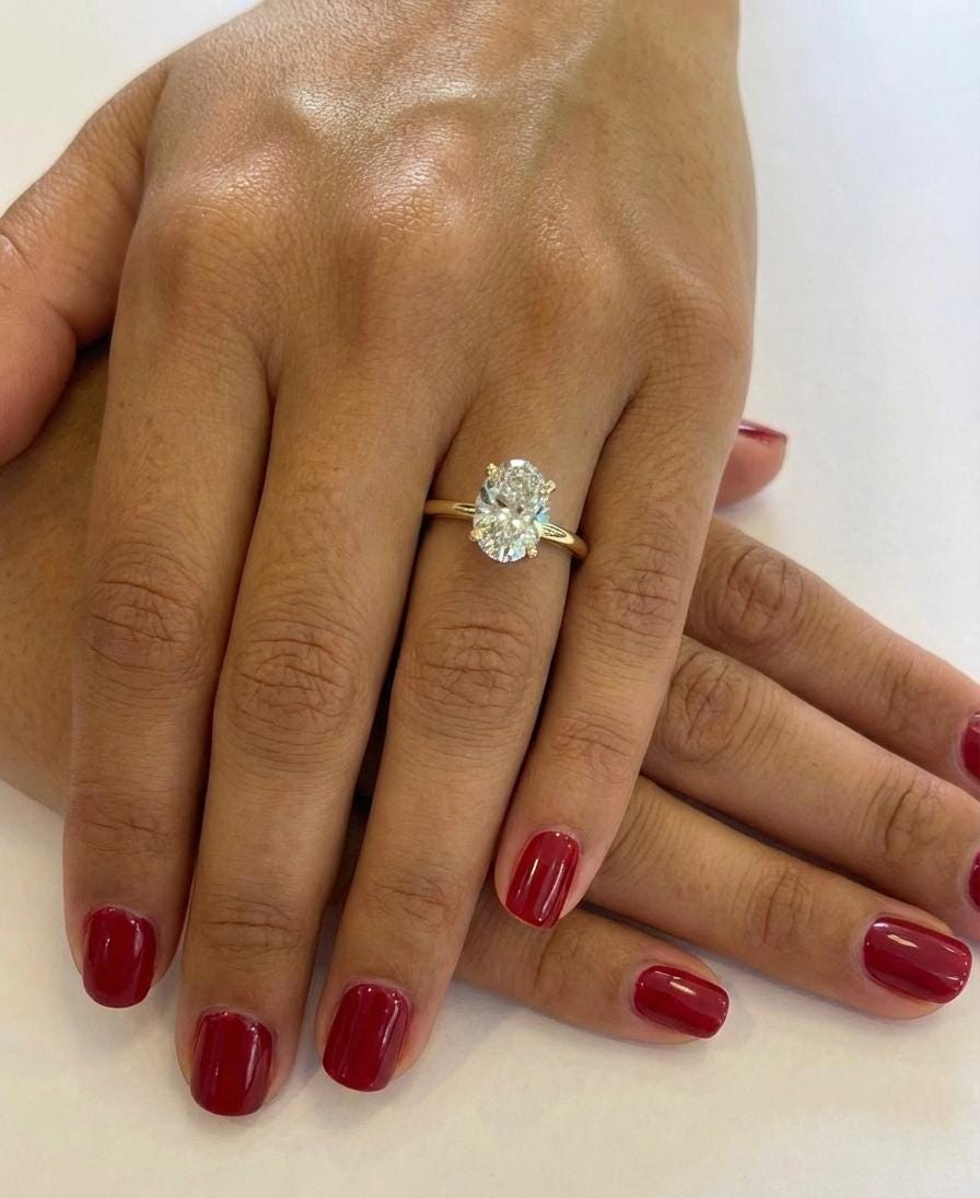 2 Ct IGI Certified Oval Lab Diamond Hidden Halo Engagement Ring Oval cut 1Ct Moissanite Brilliant Cut engagement ring in 935 Argentium Silver — custom handcrafted by Forever For Love