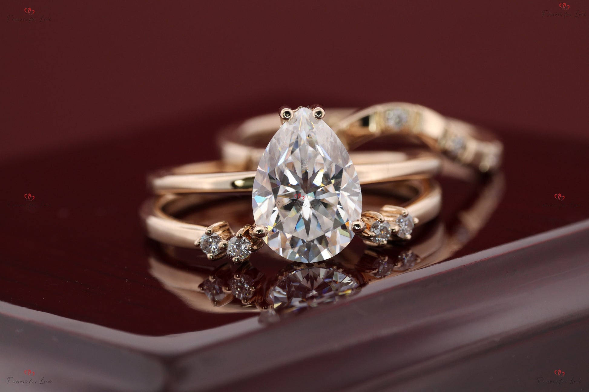 2 Ct Pear Diamond, Moissanite Hidden Halo Engagement Ring