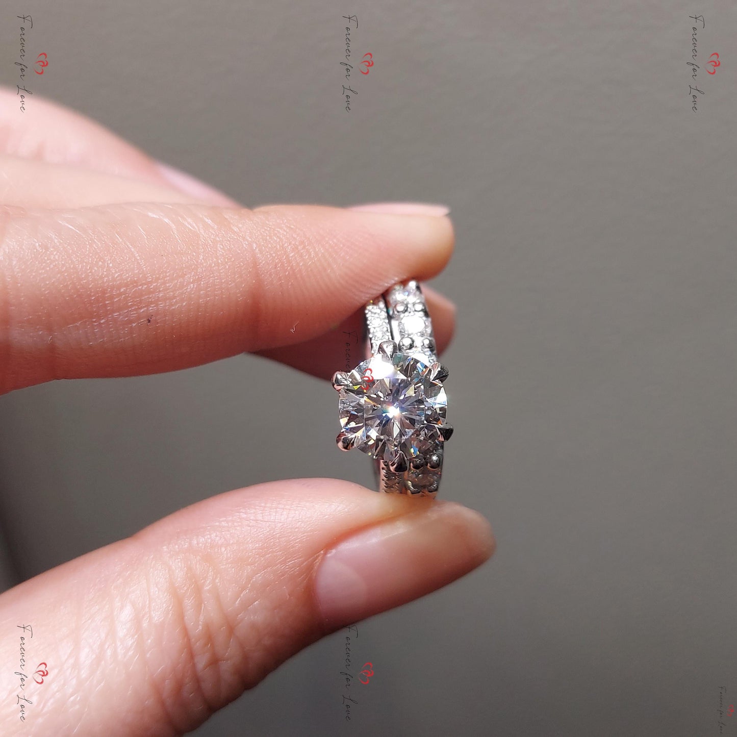 2.5 Ct Round Lab Diamond Wedding Band Round cut Moissanite Brilliant Cut engagement ring in 935 Argentium Silver — custom handcrafted by Forever For Love