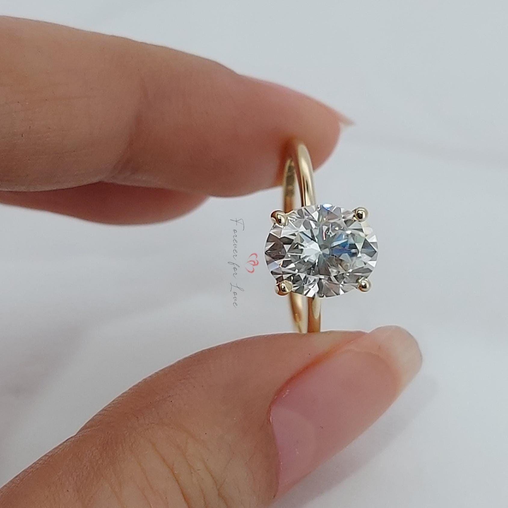 Oval Moissanite Engagement Ring, 3.0 CT Oval Cut Engagement Ring, Thin Band Oval Ring, Rose Gold Oval Solitaire engagement Ring