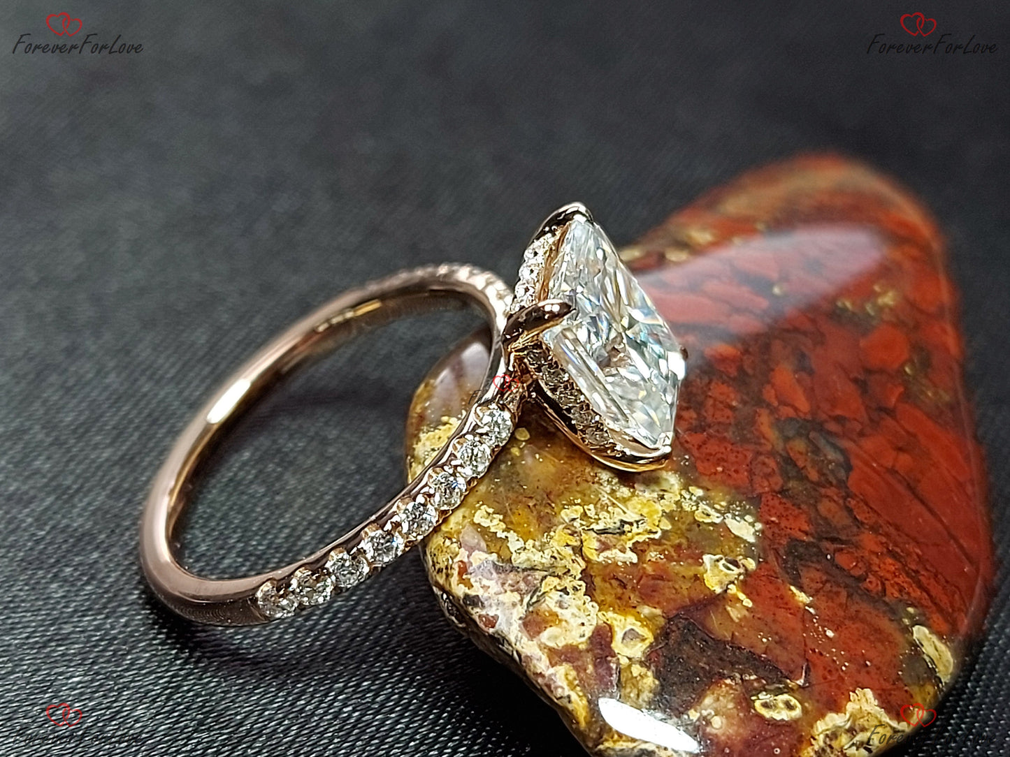 2 Ct Radiant Diamond, Moissanite Engagement Ring Radiant cut 1Ct Moissanite Brilliant Cut engagement ring in 935 Argentium Silver — custom handcrafted by Forever For Love