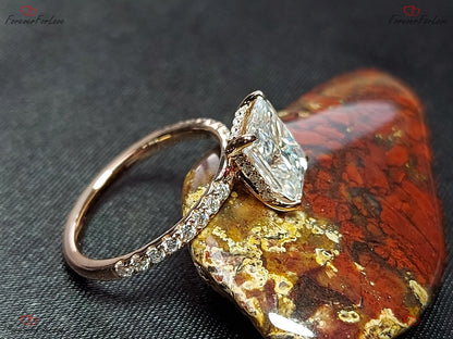2 Ct Radiant Diamond, Moissanite Engagement Ring