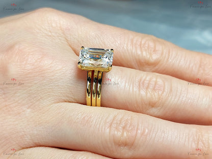 3 Ct Emerald Moissanite, Emerald Wedding Band