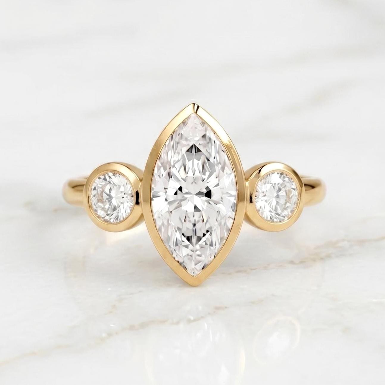 4.4 Ct IGI Certified Marquise Lab Diamond Engagement Ring Marquise cut 1Ct Moissanite Brilliant Cut engagement ring in 935 Argentium Silver — custom handcrafted by Forever For Love