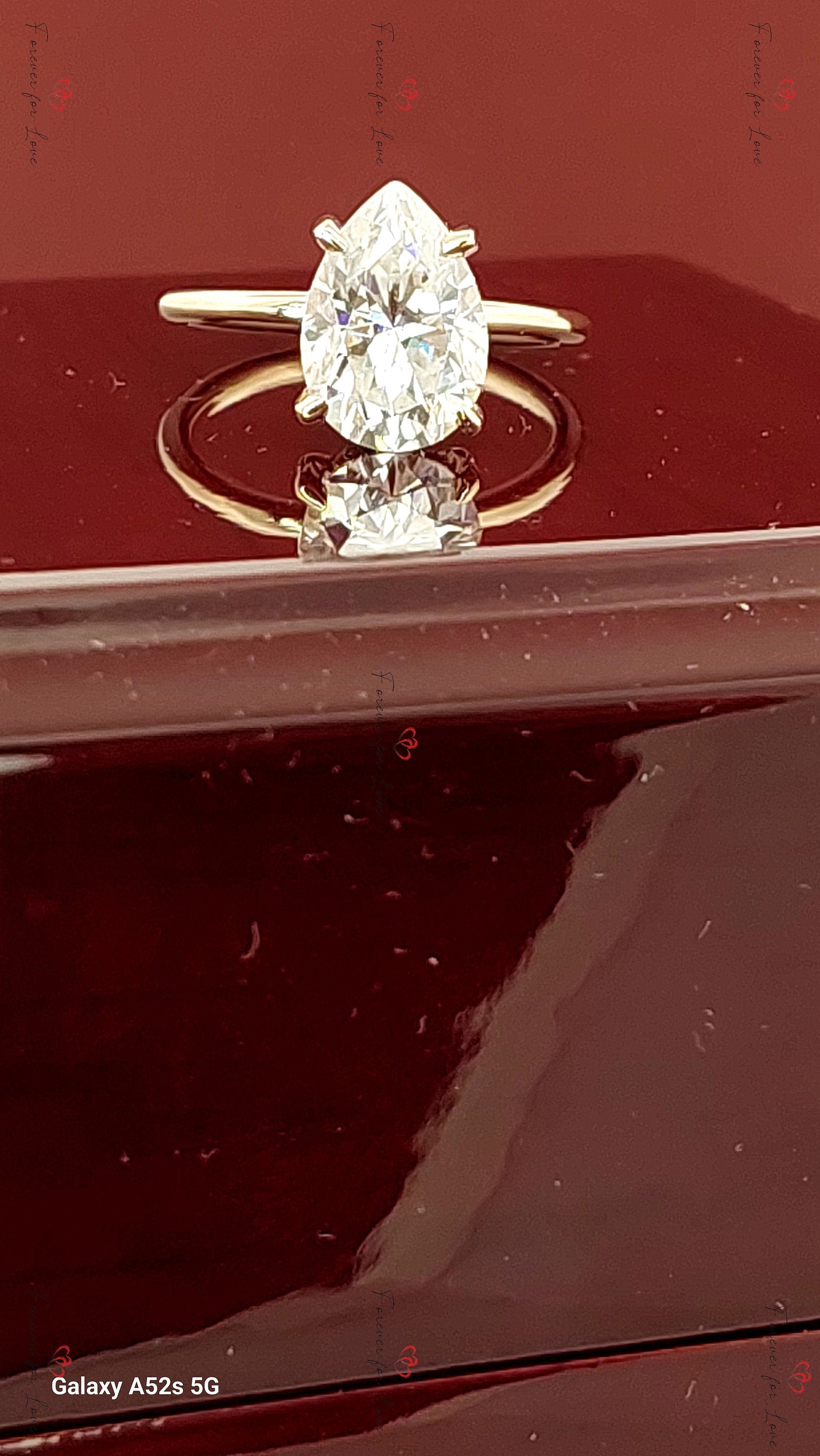 2 Ct Pear Diamond, Moissanite Hidden Halo Engagement Ring