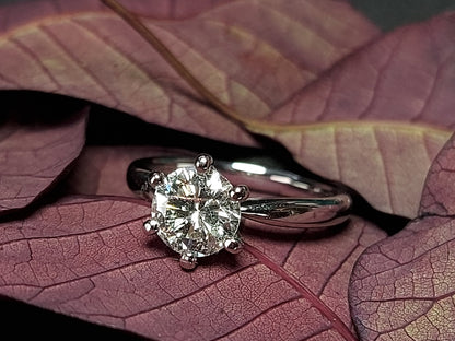 1 Ct Round Natural Diamond Solitaire Engagement Ring