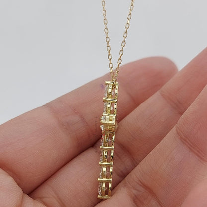 14k massive Gold Diamant Kreuz Halskette für Damen, Diamant Kreuz Anhänger, religiöser Schmuck, christlicher Glaubensanhänger, Kreuz Geschenk für Damen