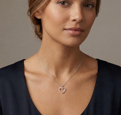14k Massives Weißgold, blendender Diamant-Herzanhänger (Labor-Diamanten), Valentinstags-Charm / Vintage Zierlicher Herzanhänger, perfektes Geschenk für sie