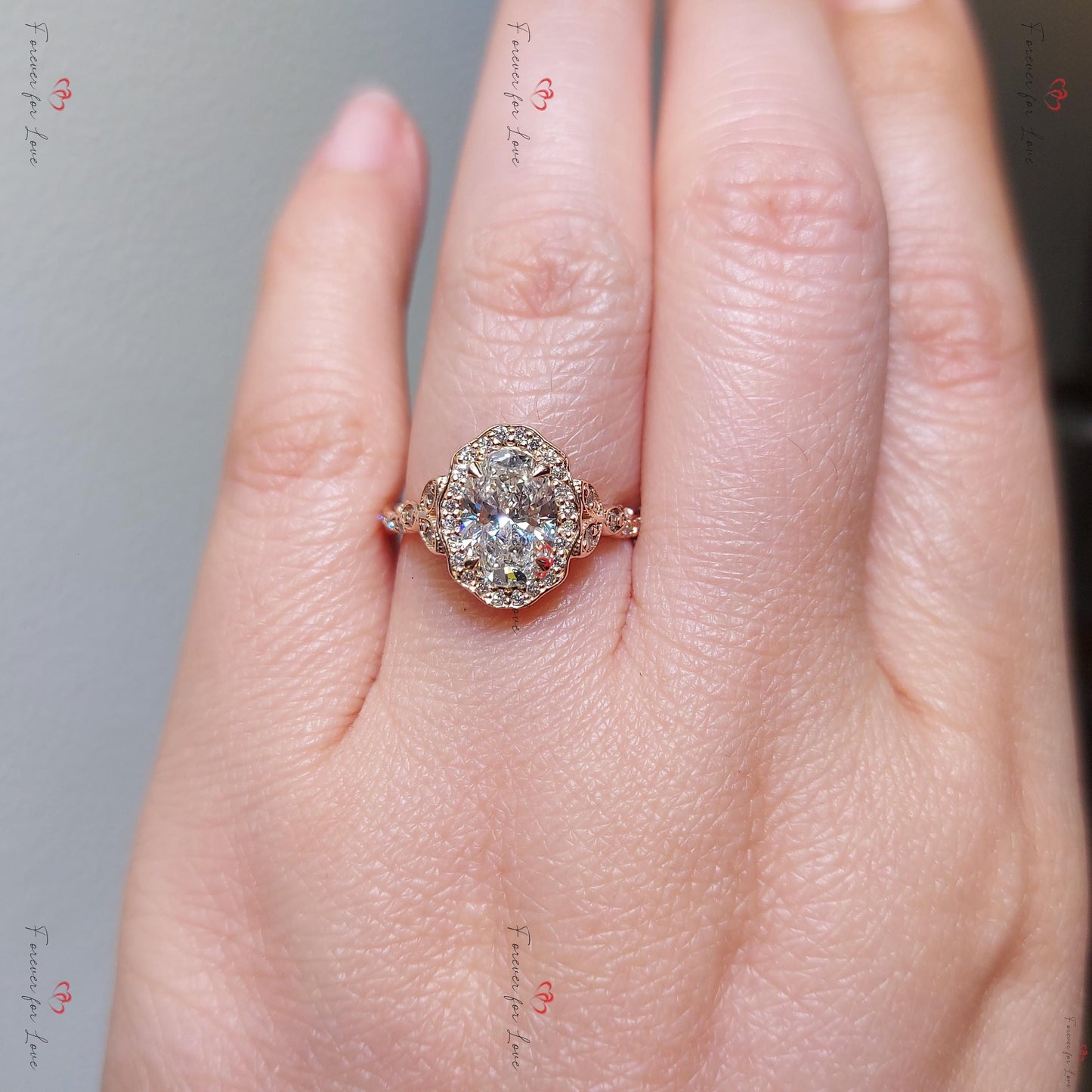 1.5 Ct IGI Certified Oval Diamond Vintage Engagement Ring Oval cut Moissanite Brilliant Cut engagement ring in 935 Argentium Silver — custom handcrafted by Forever For Love
