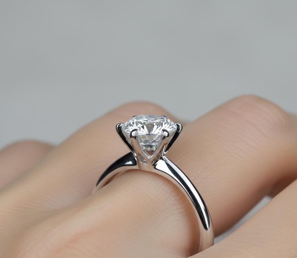 2 Ct Round Moissanite Solitaire Engagement Ring
