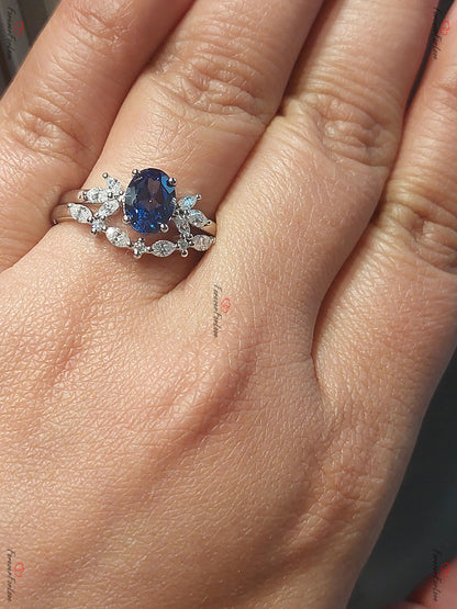 1.5 Ct Marquise Blue Sapphire Engagement Ring