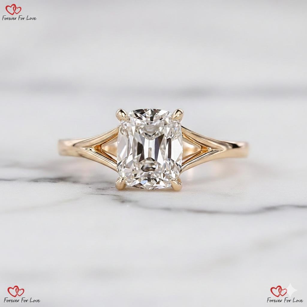 Old Mine Cushion Lab Diamond Solitaire Engagement Ring Cushion cut 1Ct Moissanite Brilliant Cut engagement ring in 935 Argentium Silver — custom handcrafted by Forever For Love