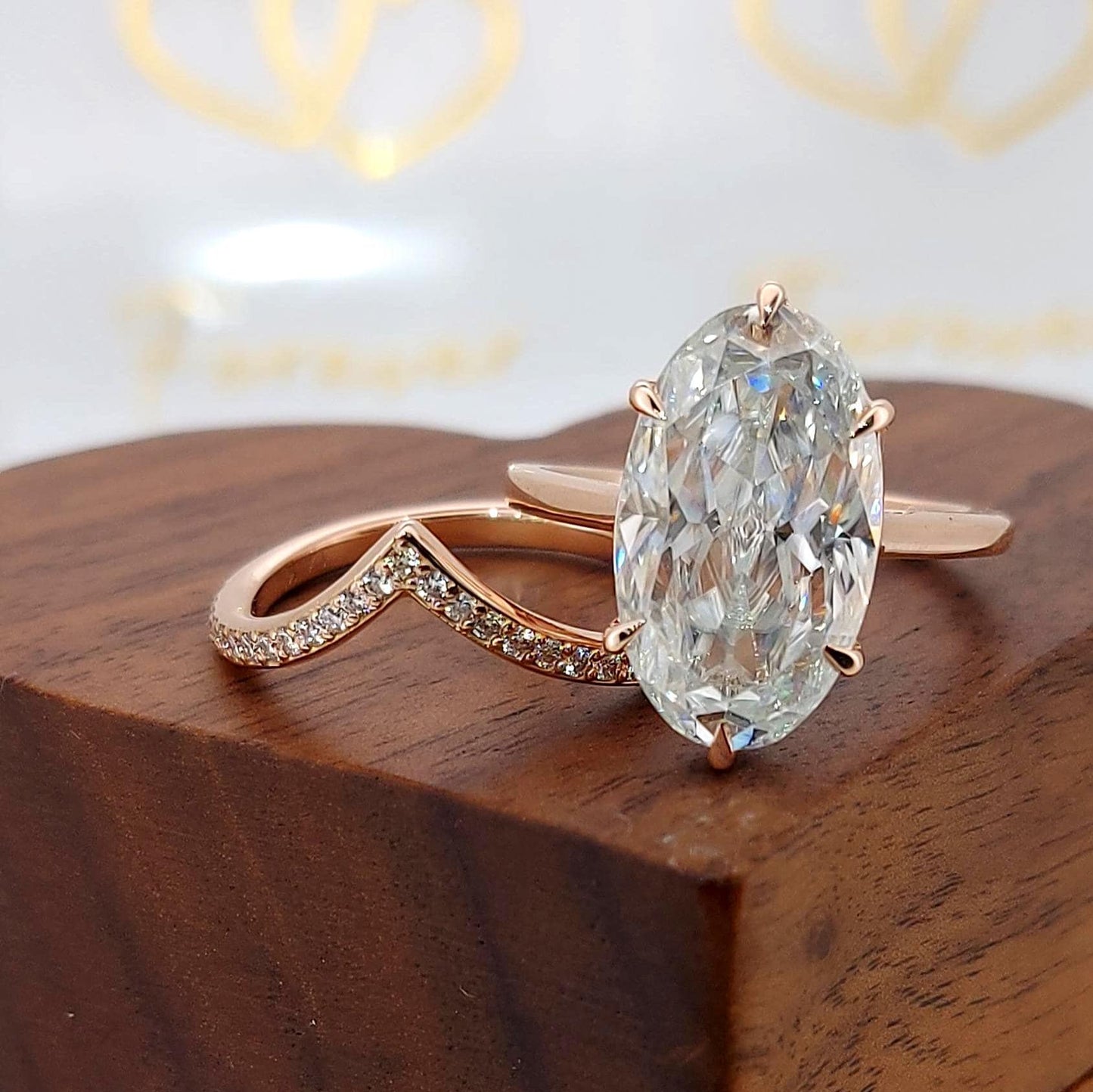 6.5 Ct Oval Moissanite Wedding Band Oval cut Moissanite Brilliant Cut engagement ring in 935 Argentium Silver — custom handcrafted by Forever For Love