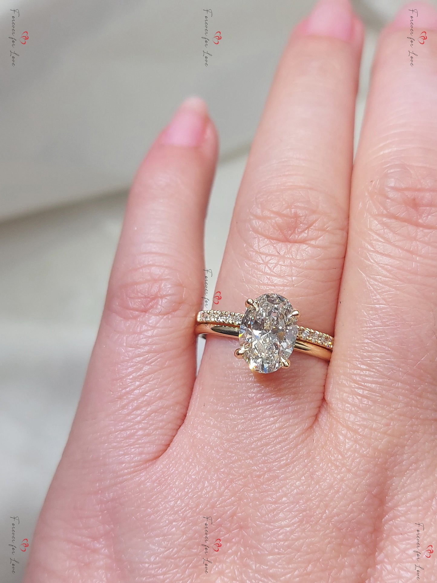 2 Ct Oval Lab Diamond Eternity Band Oval cut Moissanite Brilliant Cut engagement ring in 935 Argentium Silver — custom handcrafted by Forever For Love