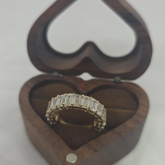 4 TCW Emerald cut Diamond wedding band Emerald cut Half eternity band Solid Yellow gold wedding band bridal ring Stacking Promise ring.