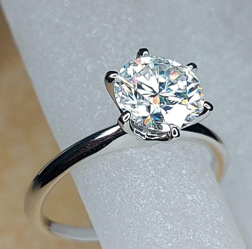 2 Ct Round Moissanite Solitaire Engagement Ring