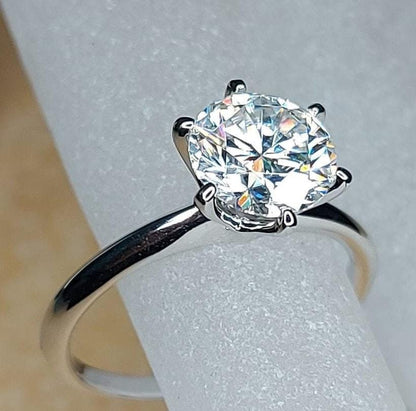 2 Ct Round Moissanite Solitaire Engagement Ring