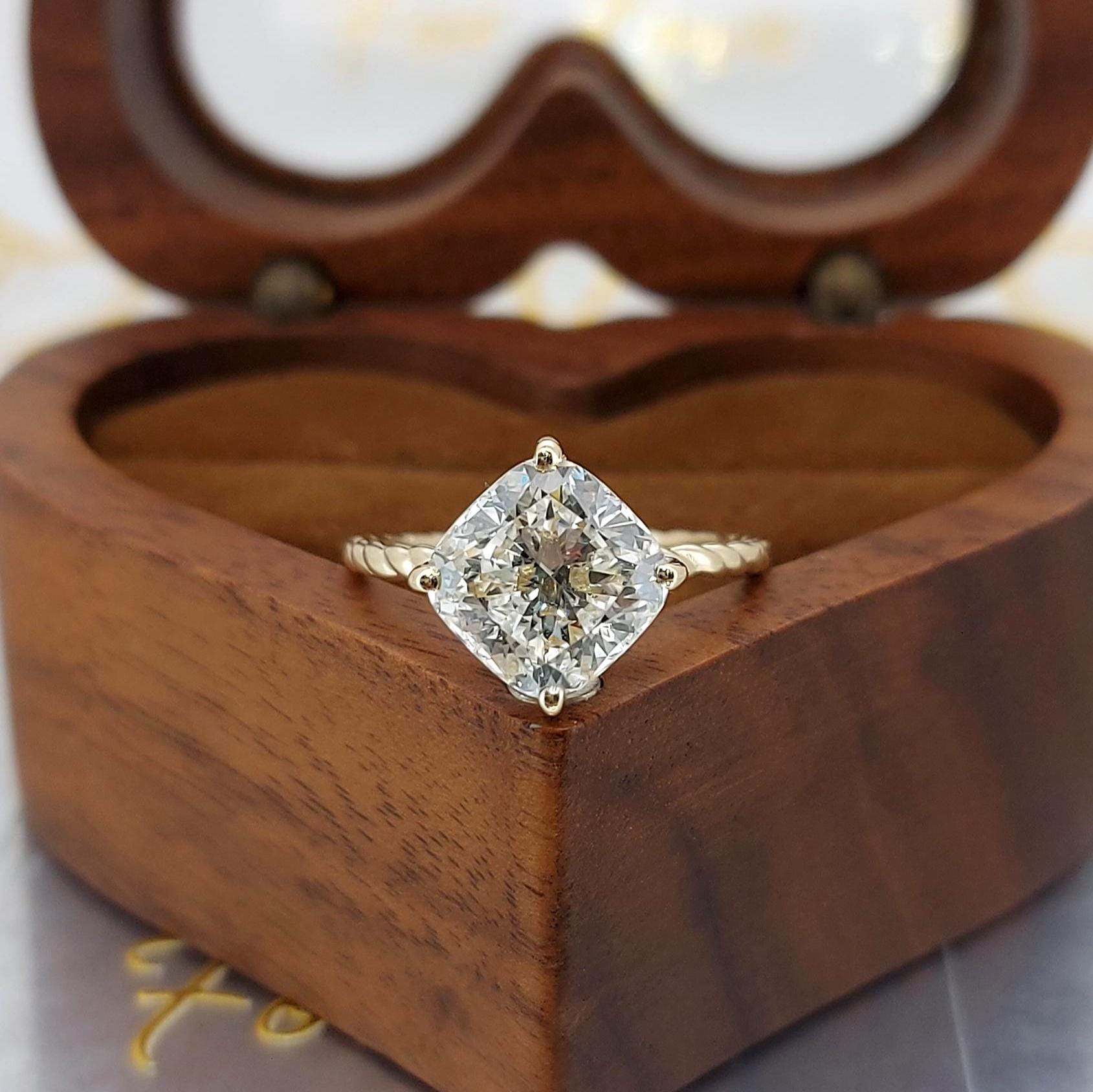 3 Ct IGI Certified Cushion Lab Diamond Engagement Ring