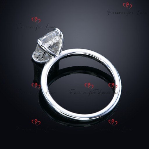 2.0 Ct IGI Certified Emerald Lab Diamond Solitaire Engagement Ring Emerald cut 1Ct Moissanite Brilliant Cut engagement ring in 935 Argentium Silver — custom handcrafted by Forever For Love