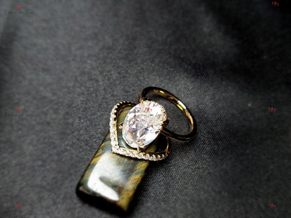 9.5 Ct Oval Diamond, Moissanite Hidden Halo Engagement Ring