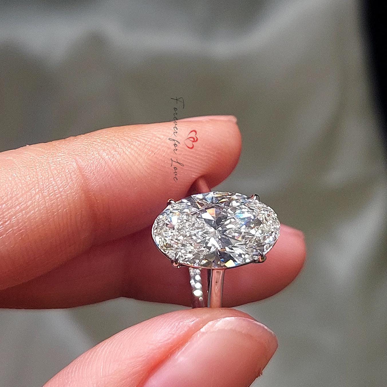 8 Ct Oval Moissanite Pavé Engagement Ring Oval cut 1Ct Moissanite Brilliant Cut engagement ring in 935 Argentium Silver — custom handcrafted by Forever For Love