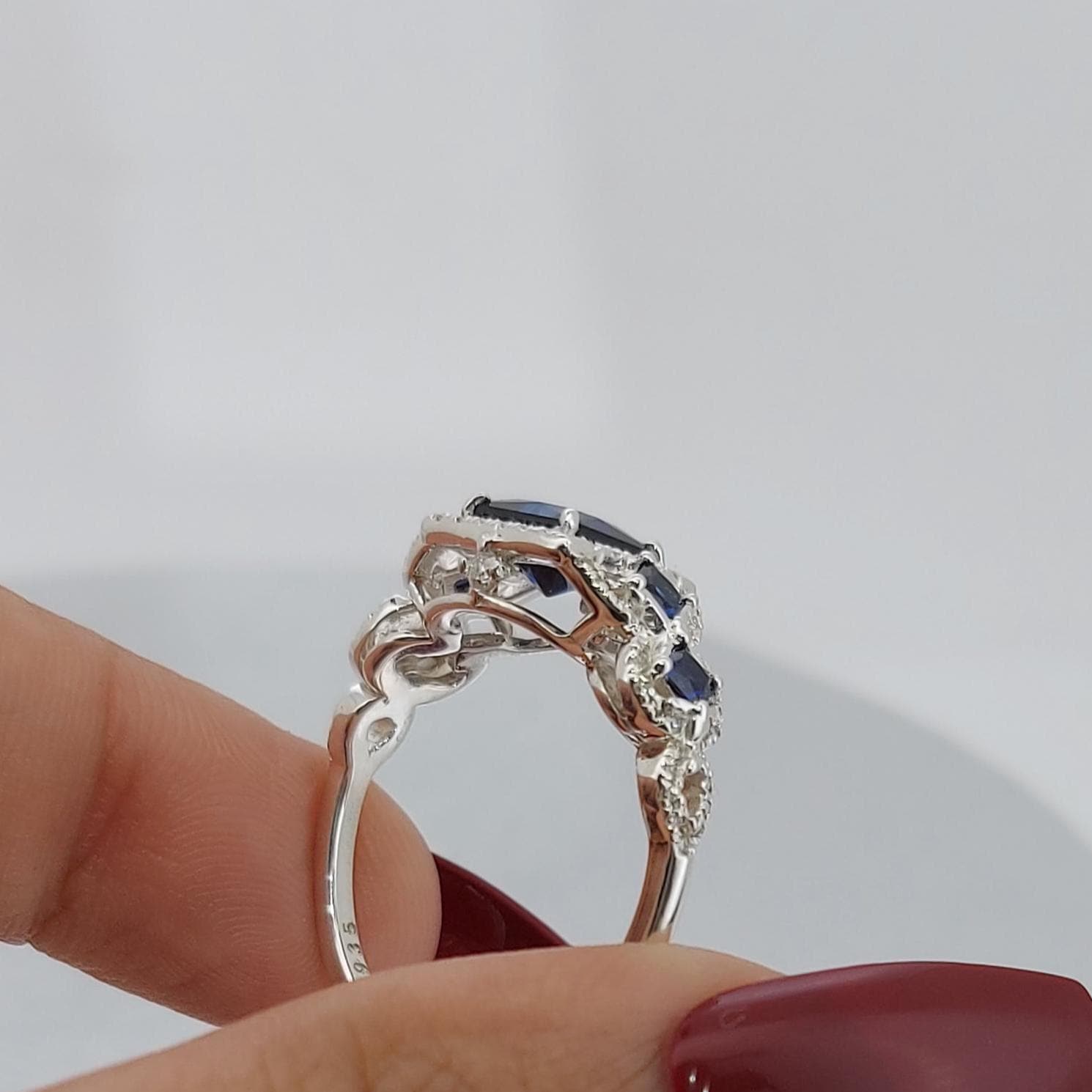 Princess Blue Sapphire Band
