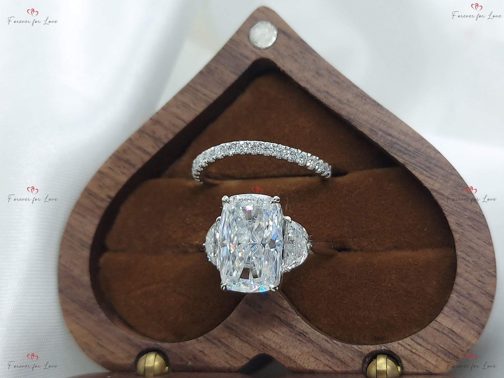 4.6 Ct Cushion Moissanite Three Stone Ring