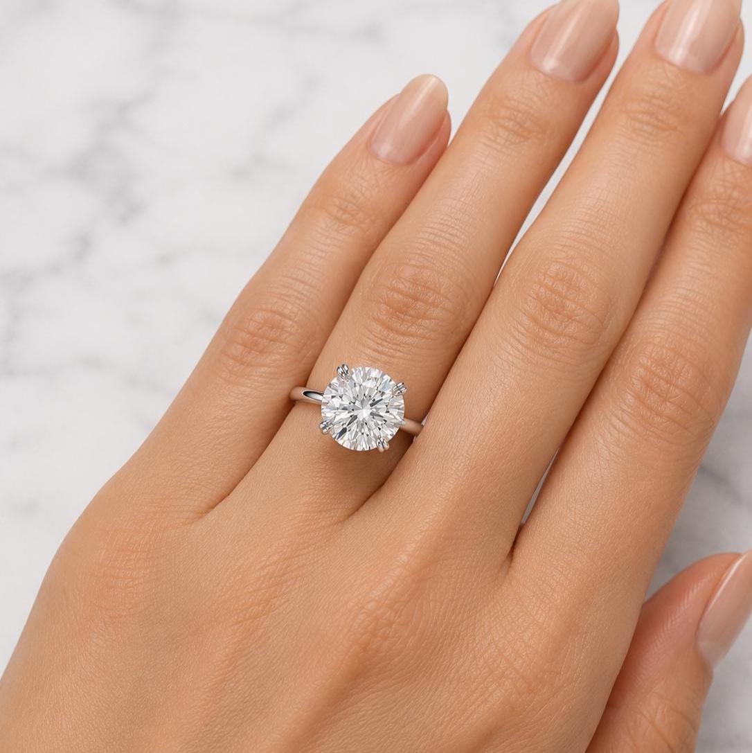 4 Ct IGI Certified Round Lab Diamond Solitaire Ring