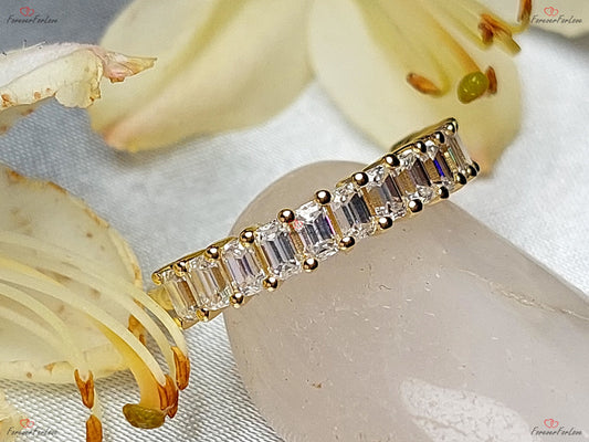 Baguette Moissanite Half Eternity Band