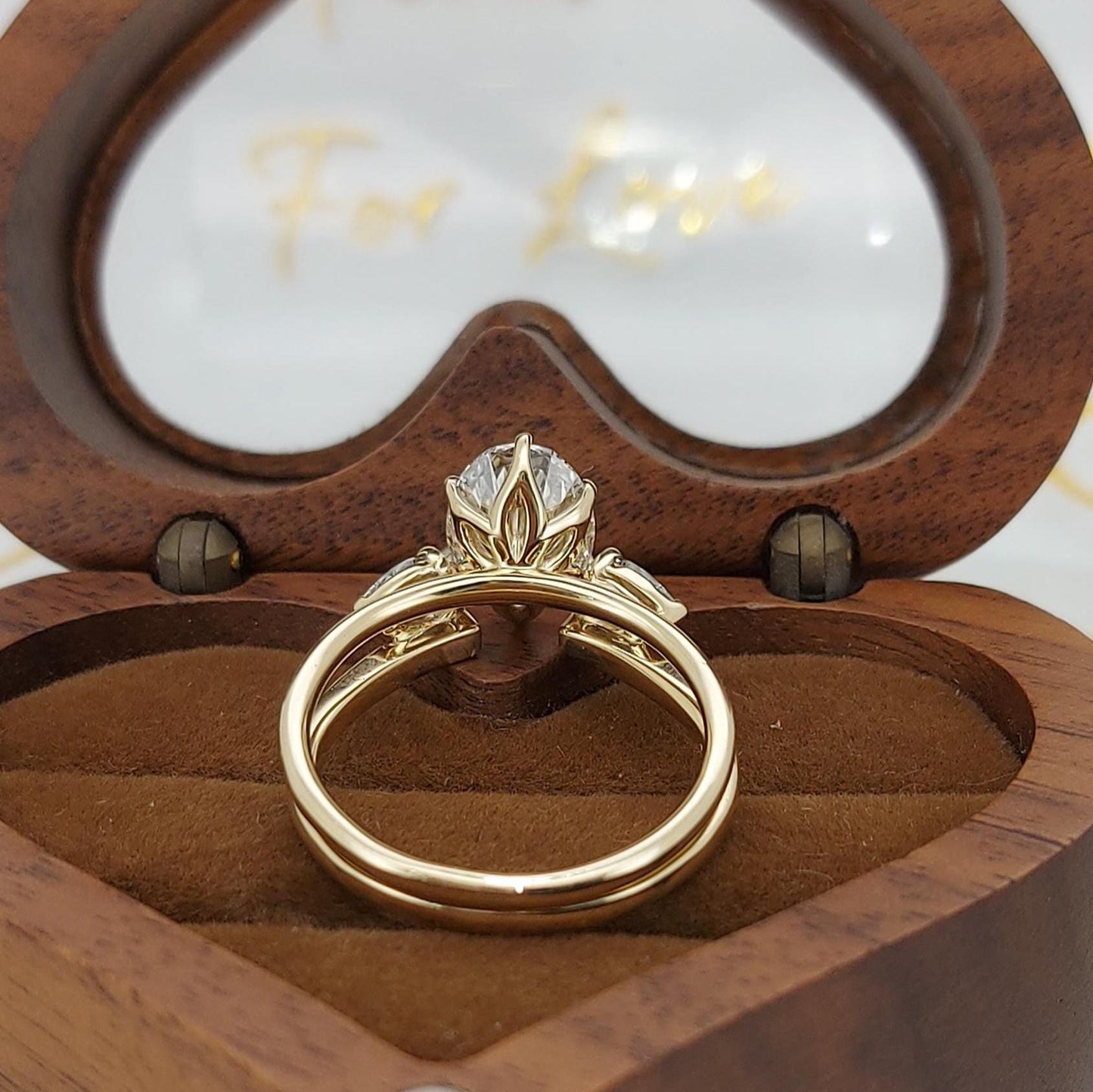 2.8 Ct IGI Certified E/VVS2 Oval Cut Wedding Set with Pear Open Band, Bridal Set, Diamond bridal anniversary Set, Perfect Gift for Her. Oval cut Moissanite Brilliant Cut engagement ring in 935 Argentium Silver — custom handcrafted by Forever For Love