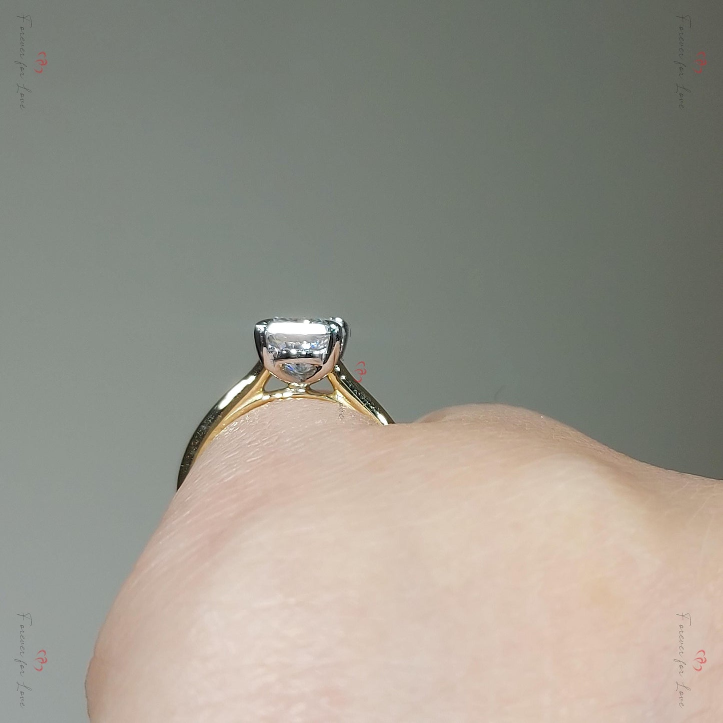1.5 Ct Radiant Moissanite Solitaire with Pavé Engagement Ring Radiant cut 1Ct Moissanite Brilliant Cut engagement ring in 935 Argentium Silver — custom handcrafted by Forever For Love