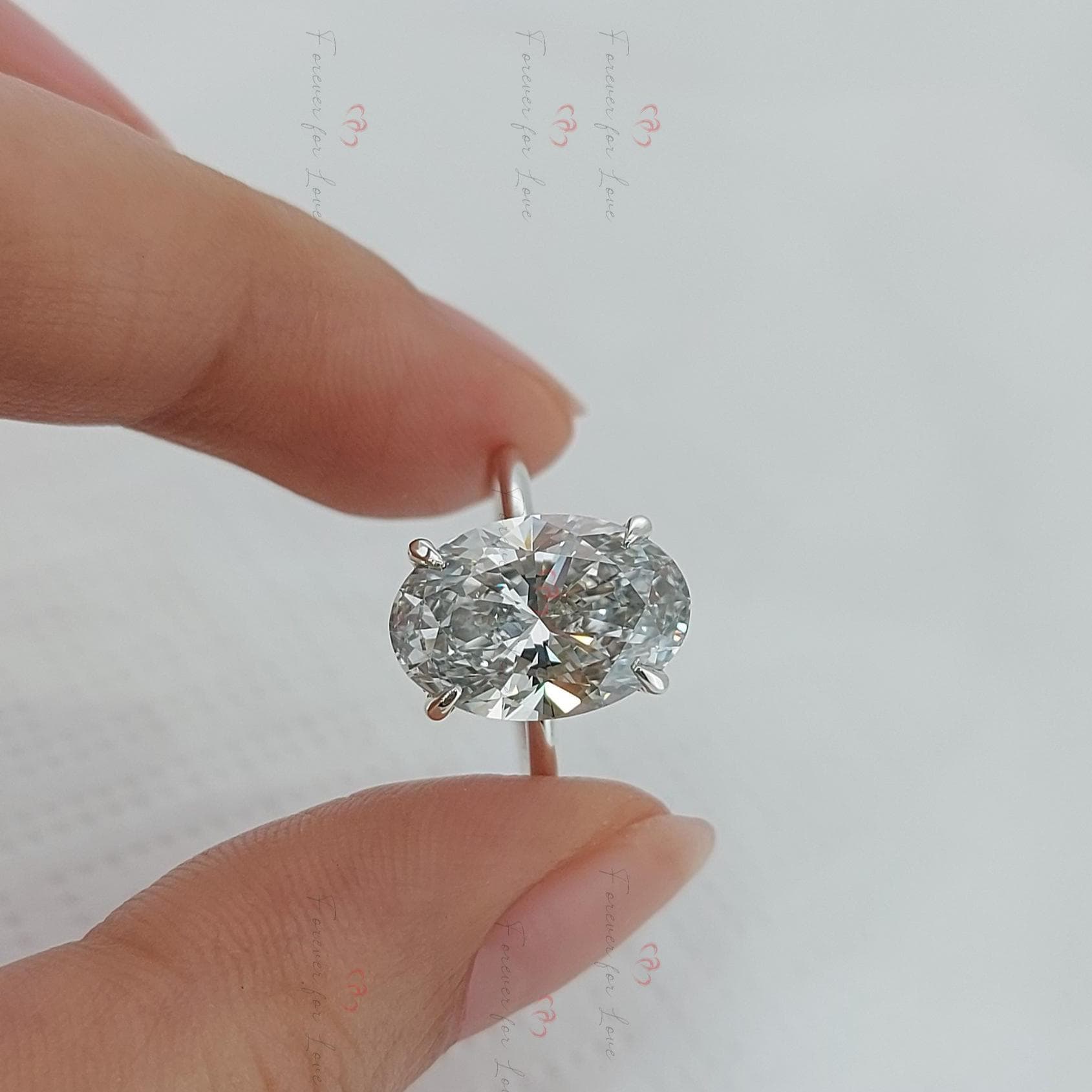 5 Ct Oval Lab Diamond Solitaire Engagement Ring