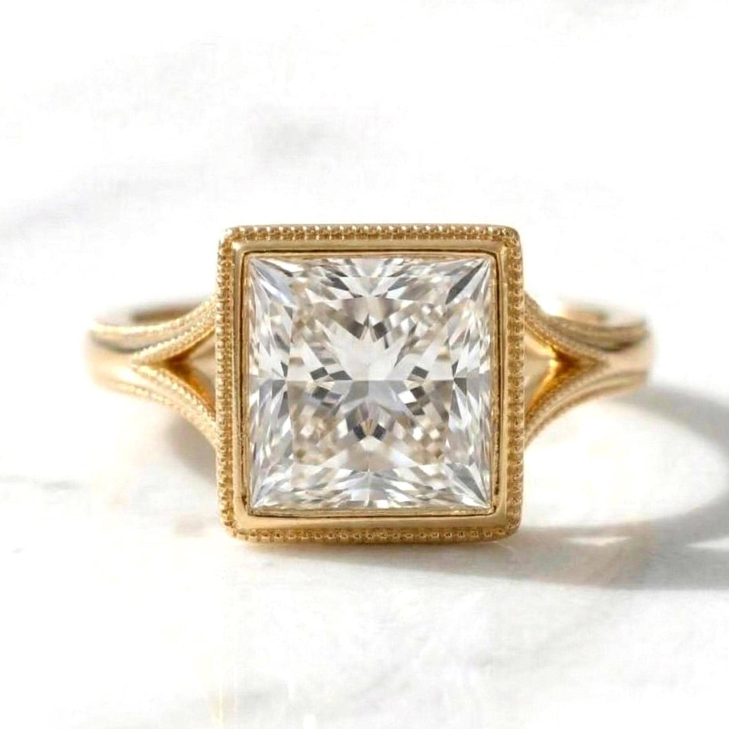 IGI Certified Emerald Lab Diamond Engagement Ring Emerald cut 1Ct Moissanite Brilliant Cut engagement ring in 935 Argentium Silver — custom handcrafted by Forever For Love