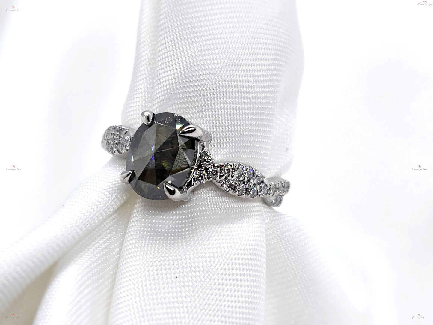 Ovaler Solitär-Verlobungsring mit Naturdiamant Oval cut Moissanite engagement ring in 935 Argentium Silber — custom handcrafted by Forever For Love