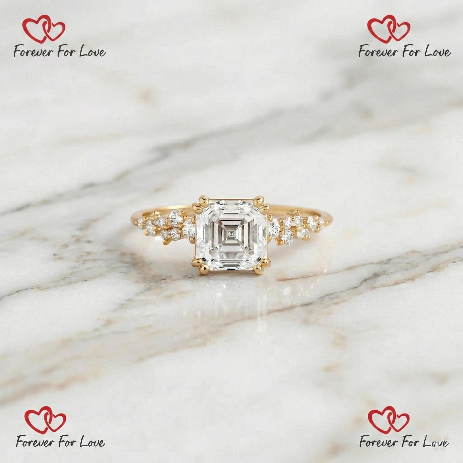 2 Ct IGI Certified Asscher Lab Diamond Wedding Ring