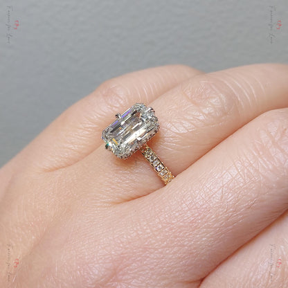 3 Ct Emerald Lab Diamond, Emerald Solitaire Engagement Ring