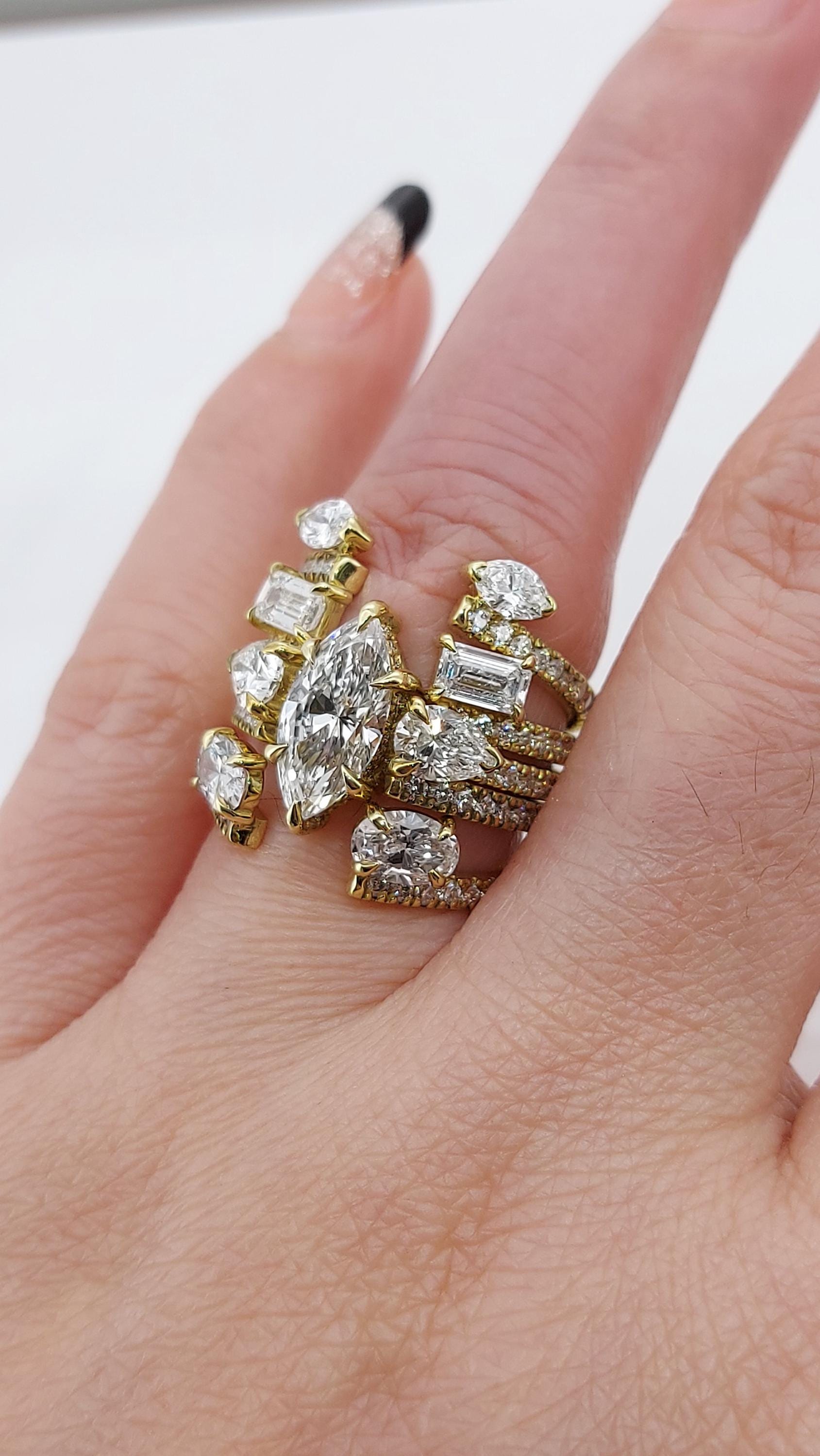 1.5 Ct Marquise Lab Diamond Engagement Ring