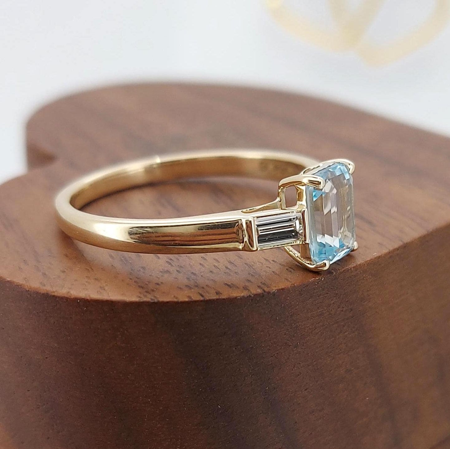 2.4 ct Aquamarine Emerald Ring 14K solid gold Aquamarine Emerald and Lab Diamond Baguette Minimalist Ring, Emerald ring, Gift for her. Emerald cut 1Ct Natural Aquamarine engagement ring in 935 Argentium Silver — custom handcrafted by Forever For Love