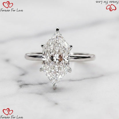 3 Ct IGI Certified Marquise Lab Diamond Hidden Halo Engagement Ring
