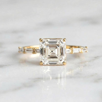 3.12 Ct IGI Certified Asscher Lab Diamond Solitaire Engagement Ring