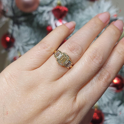 Emerald Lab Diamond Engagement Ring