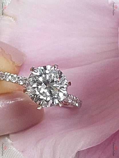 2 Ct Round Lab Diamond Solitaire Engagement Ring