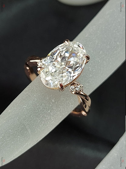 5.5 Ct Oval Cut twist band Engagement Ring,Moissanite Engagement in Solid Gold, Elongated Oval Engagement Ring, Modern Engagement Ring.