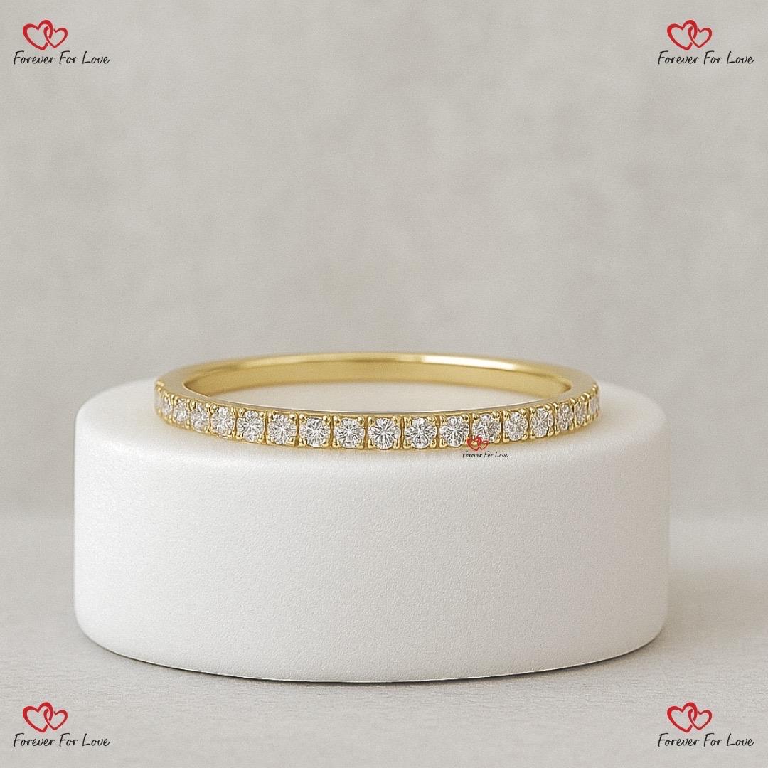 Round Moissanite Half Eternity Band