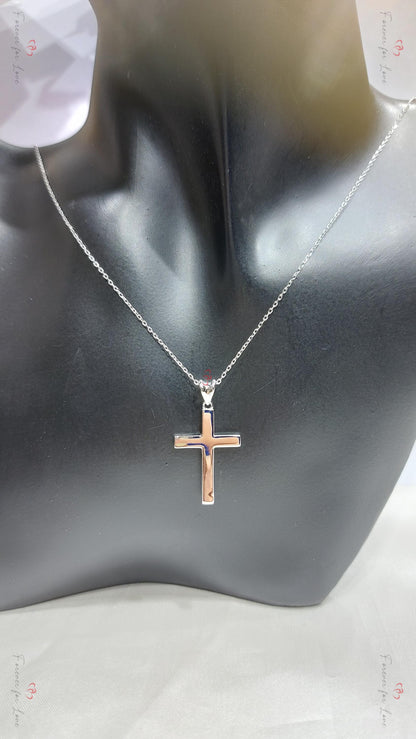 Halskette mit Kreuz aus 14 Karat Massivgold für Damen, Kreuzanhänger, Religiöser Schmuck, Anhänger mit christlichem Glauben, Kreuzgeschenk für Frauen