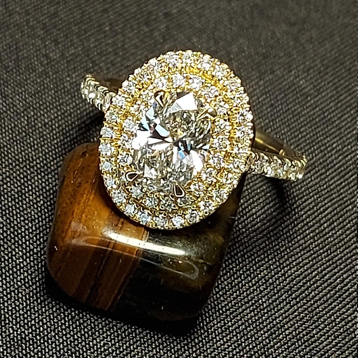 IGI Certified Oval Lab Diamond Halo Engagement Ring Oval cut 1Ct Moissanite Brilliant Cut engagement ring in 935 Argentium Silver — custom handcrafted by Forever For Love