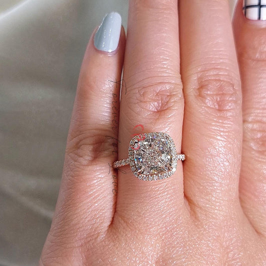 Cushion Diamond Halo Engagement Ring