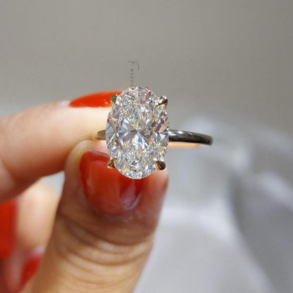 3.5 Ct Oval Lab Diamond Solitaire Engagement Ring