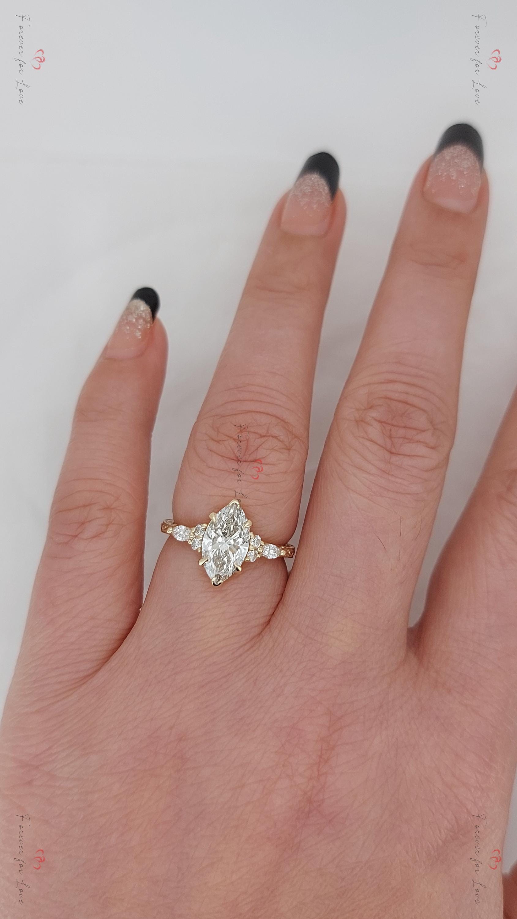 IGI Certified Marquise Lab Diamond Engagement Ring