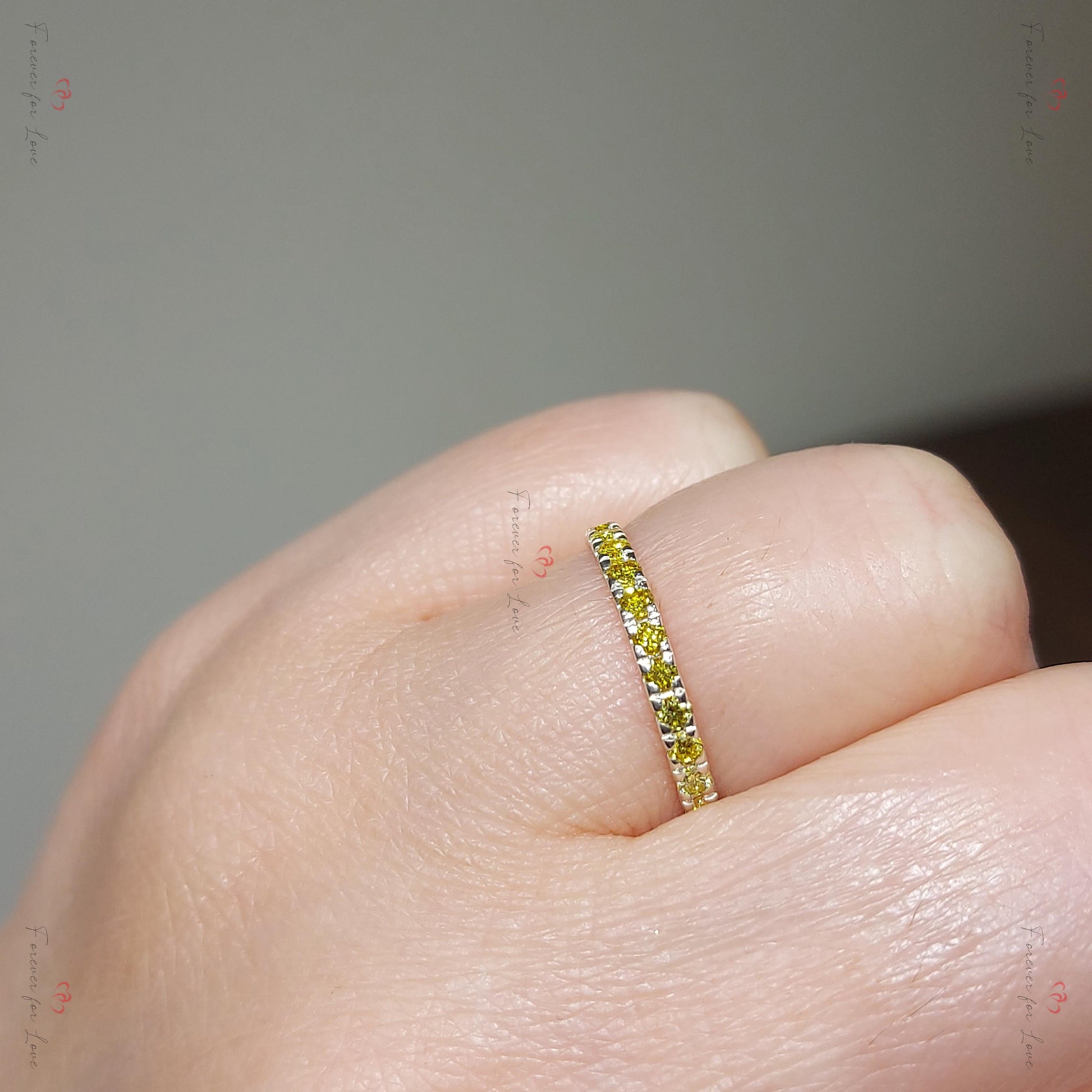 Round Yellow Diamond Half Eternity Band